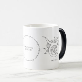 Taza Mágica Crea tu propio Tauro Blanco y Negro Elegante