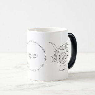 Taza Mágica Crea tu propio Tauro Blanco y Negro Elegante