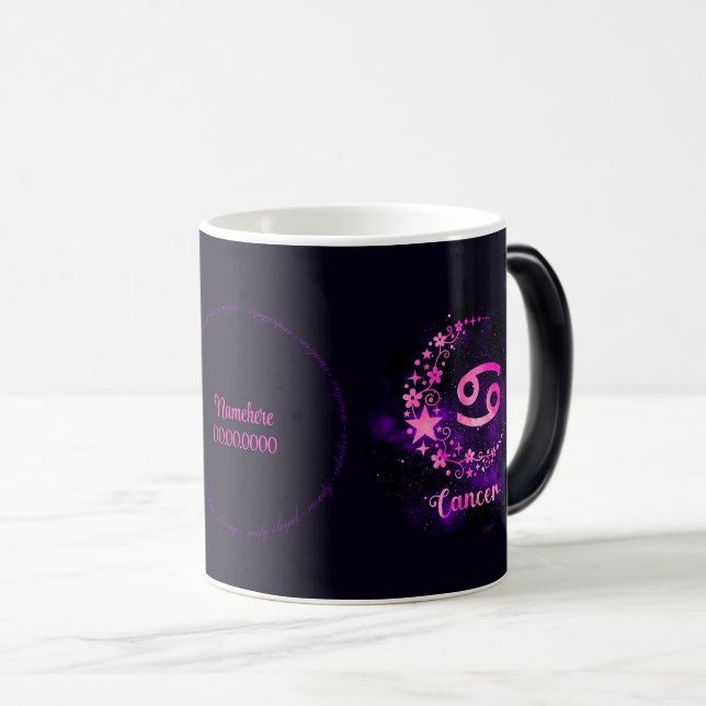 Taza Mágica Crea tu propio Zodiaco de Cáncer Celestial Púrpura (Anverso derecho)