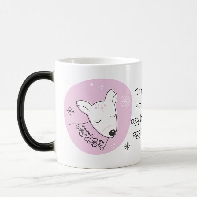 Taza Mágica Crear tus propios Navidades rosados de renos retro (Izquierda)