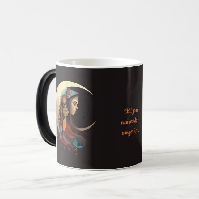 Taza Mágica Create Your Own Boho Crescent Moon & Feathers (Anverso izquierdo)