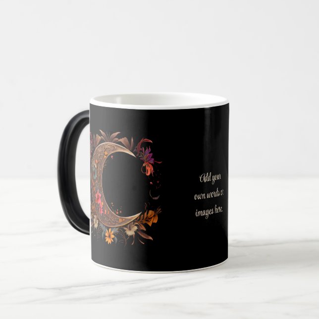 Taza Mágica Create Your Own Golden Floral Boho Moon (Anverso izquierdo)