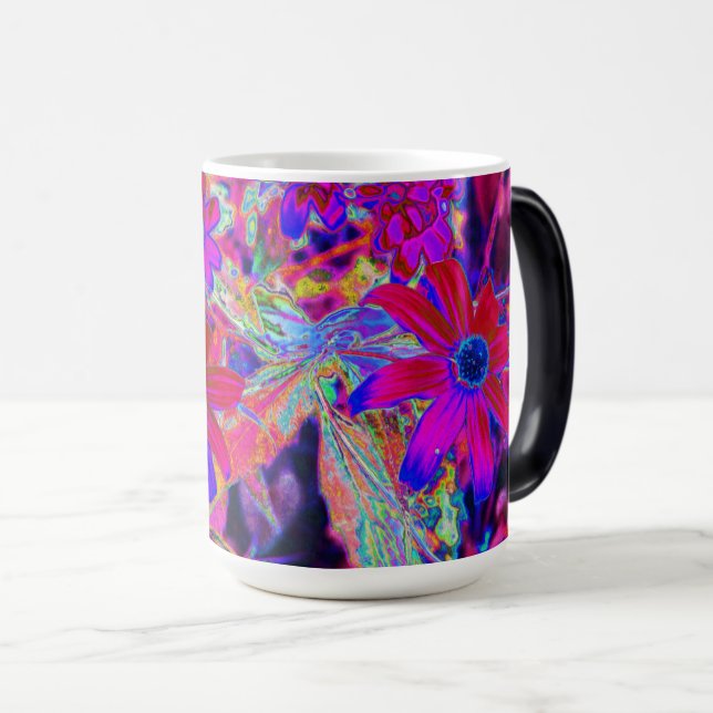 Taza Mágica Crimson psicodélico retro y flores silvestres mage (Anverso derecho)