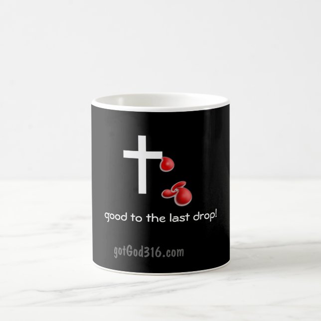 Taza Mágica Cruz de gotGod316.com de la gota de sangre (Centro)
