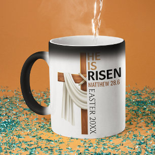 Taza Mágica Cruz de Pascua Vintage Personalizada Él ha Resucit