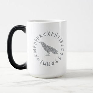 Taza Mágica Cuervo Cuervo Odín Mitología Vikinga runas rúnico