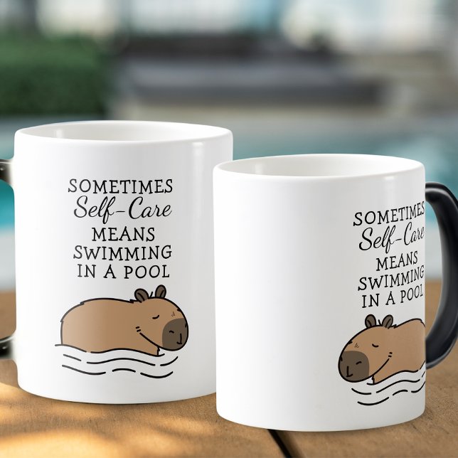 Taza Mágica Cuidada Natación De Capibara Autocuidado (Subido por el creador)