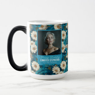 Taza Mágica Cumpleaños Femenino Floral de Margarita Azul