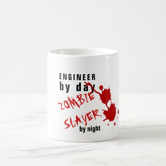 Taza Mágica Curioso INGENIERO MUG Zombie Slayer de noche con n (Centro)