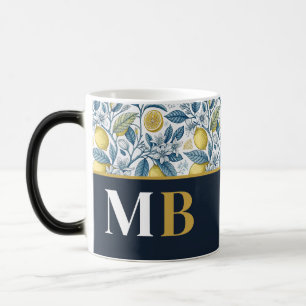 Taza Mágica Custom Elegant Mediterranean Lemon Botanical Navy