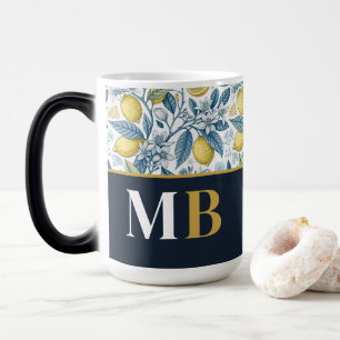Taza Mágica Custom Elegant Mediterranean Lemon Botanical Navy