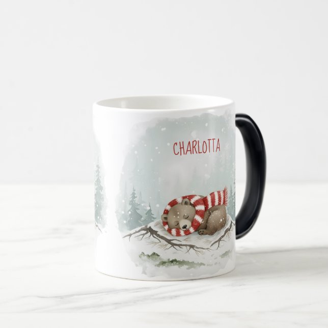 Taza Mágica Custom Winter Bear Mug – Sleeping Animal Design (Anverso derecho)