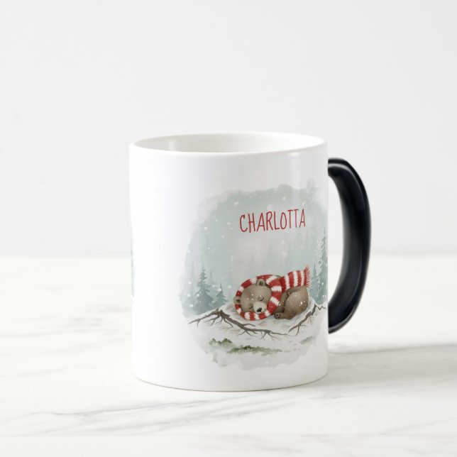 Taza Mágica Custom Winter Bear Mug – Sleeping Animal Design (Anverso derecho)