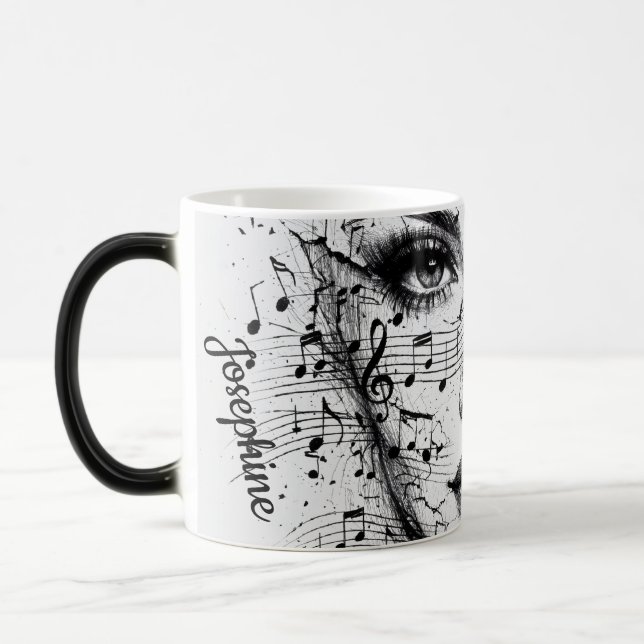 Taza Mágica Customized Music Sheet Face Art Black White Artist (Izquierda)