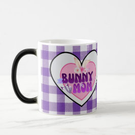 Taza Mágica Cute Bunny Mom Coquette Purple Gingham Morphing Mu