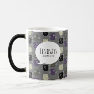 Taza Mágica Cute Cat Black Purple Gray Black Coffee Mug
