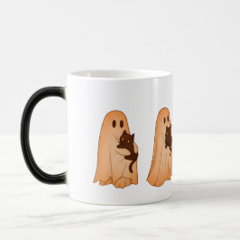 Taza Mágica Cute Ghost and Black Cat Halloween Mug