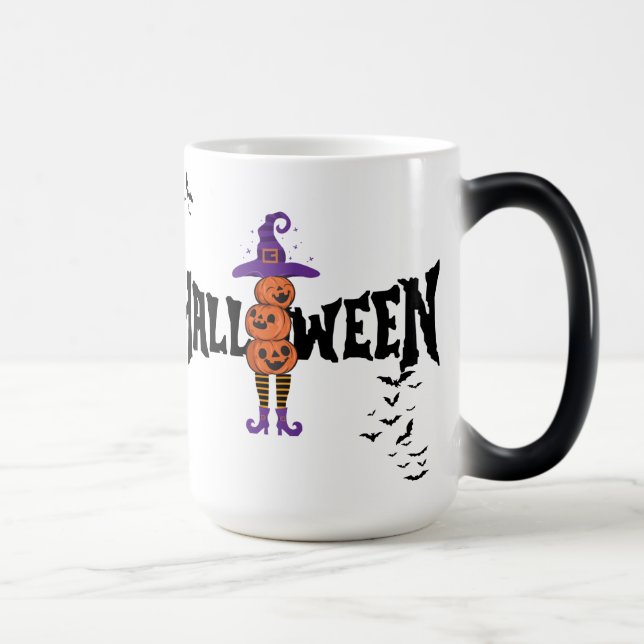 Taza Mágica Cute gracioso calabazas de Halloween riéndose Mug (Derecha)
