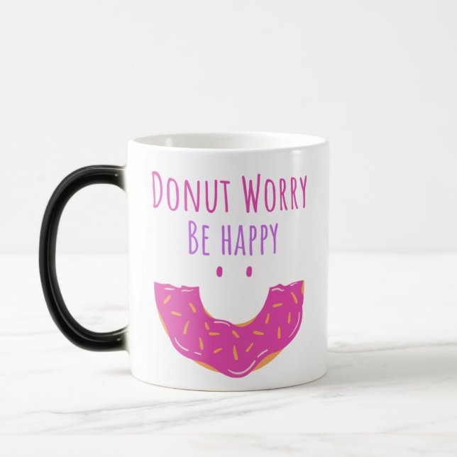 Taza Mágica Cute Kawaii Donut Se Preocupa Por Feliz Donut (Izquierda)