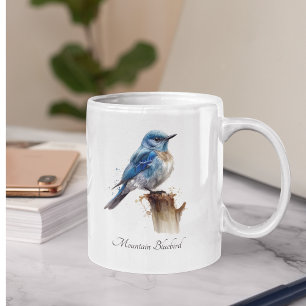 Taza Mágica Cute Little Mountain Bluebird Acuarela, personaliz