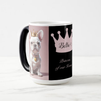 Taza Mágica Cute Princesa Real Bulldog Francés Blanco Corona