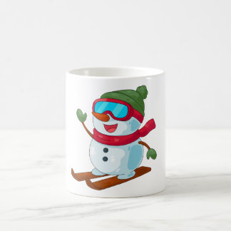 Taza Mágica Cute Skiing Snowman Illustration
