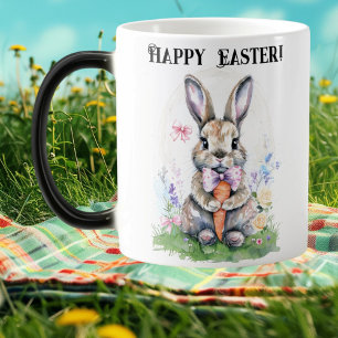 Taza Mágica Cuto Vintage Easter Bunny Rabbit Watercolor