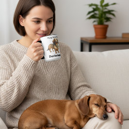 Taza Mágica Dachshund Marrón Adorable Acuarela