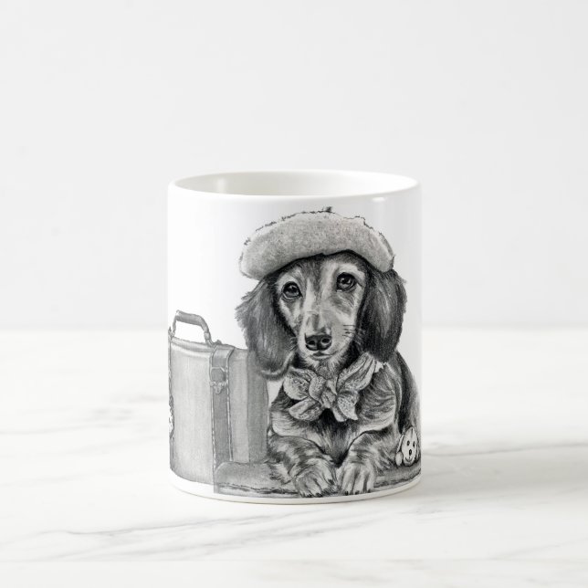 Taza Mágica Dapper dachshund listo para la aventura (Centro)