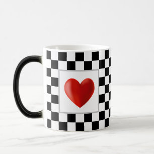 Taza Mágica de Ajedrez con Corazón Rojo de Amor so