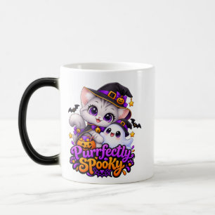 Taza mágica de Halloween de bruja gato que cambia