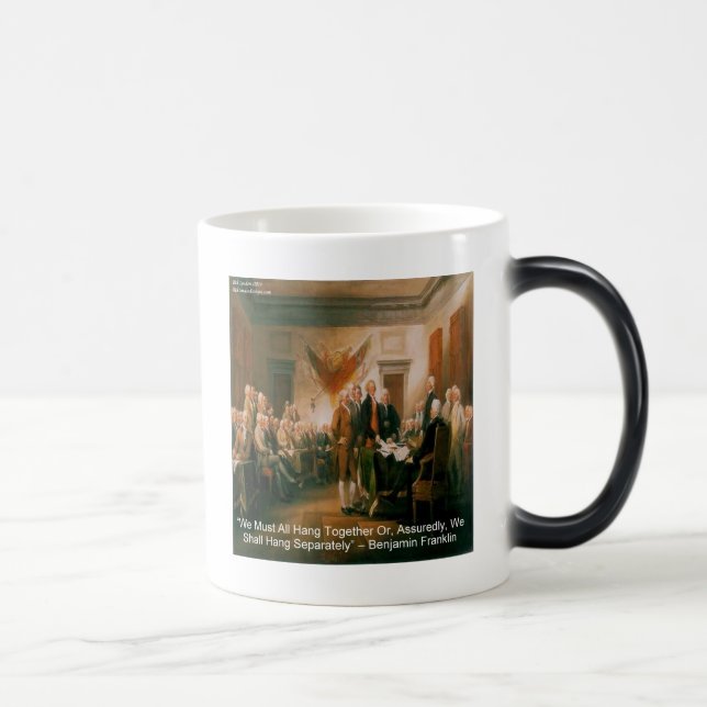 Taza Mágica Declaración De Independencia Y Cita De Ben Frankli (Derecha)