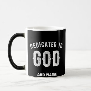 TAZA MÁGICA DEDICADO A DIOS TEXTO BLANCO FRESCO PERSONALIZABLE
