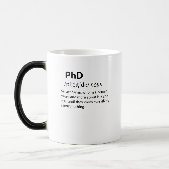 Taza Mágica Definición de diccionario divertida de PhD (Izquierda)