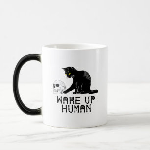 Taza Mágica Despierta Humano - Gato gracioso con cráneo