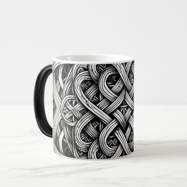 Taza Mágica Detaillierte Schwarz-Weißer keltischer Knoten 0001 (Anverso izquierdo)