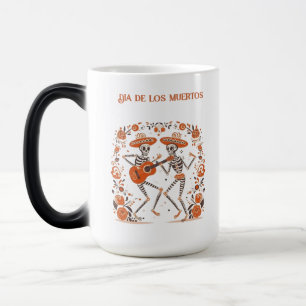 Taza Mágica Día de los Muertos personalizado esqueletos de mar