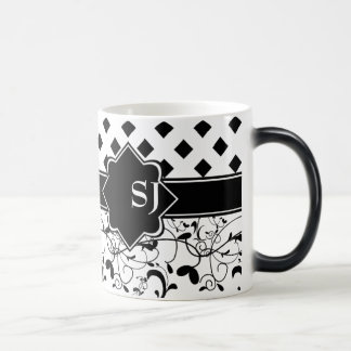 Taza Mágica Diamantes victorianos florecen blancos negros