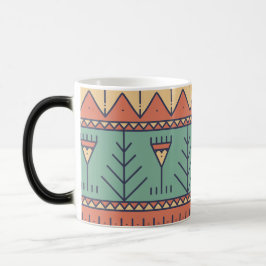 Taza Mágica Dibujo adorable Patrón tribal Azul Rojo Indio