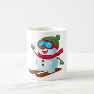 Taza Mágica Dibujo de muñeco de nieve haciendo esquí adorable