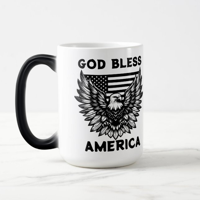 TAZA MÁGICA DIOS BENDIGA A ESTADOS UNIDOS (Izquierda)