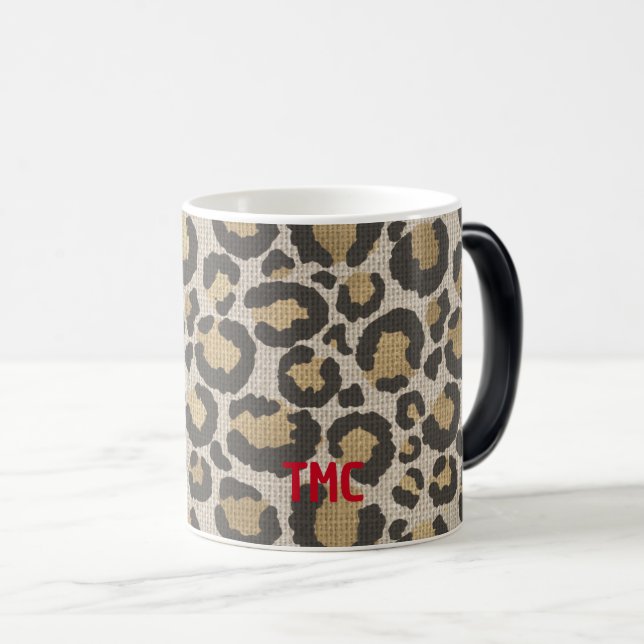Taza Mágica Diseñador Leopard Print Red Monogram Fun (Anverso derecho)