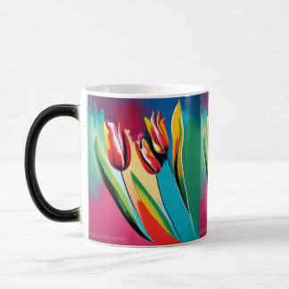 Taza Mágica Diseño abstracto de tulipanes rojos