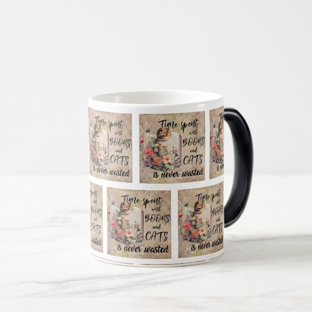 Taza Mágica Diseño acogedor de gatos y libros (Anverso derecho)