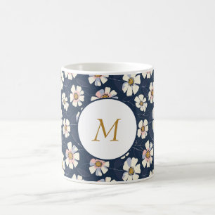 Taza Mágica Diseño azul y floral