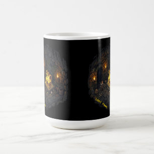 Taza Mágica Diseño de Arte Pixelado de Mazmorra de Fantasía co
