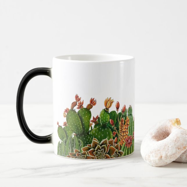 Taza Mágica diseño de cactus (Con donut)