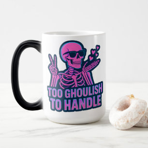 Taza Mágica Diseño de esqueleto neón demasiado espeluznante pa