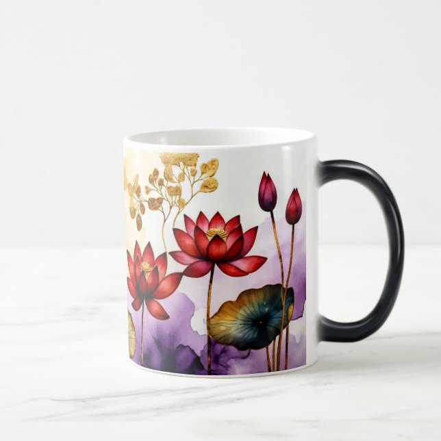 Taza Mágica Diseño de flores de Lotus decorativas #2 (Derecha)