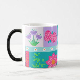 Taza Mágica Diseño de flores vibrantes en flor